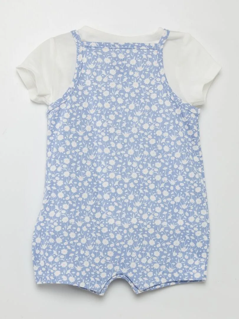 CONJUNTO DE MONO + CAMISETA  2 PIEZAS  AZUL