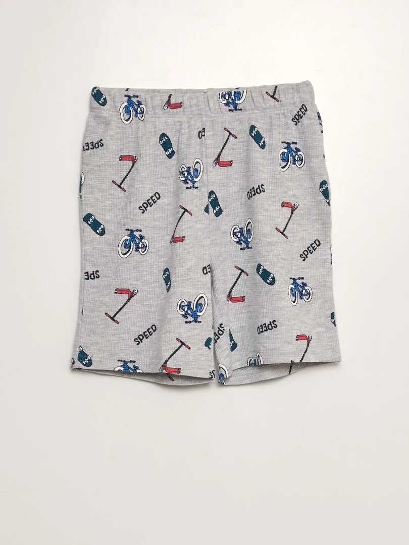 CONJUNTO DE PIJAMA DE NIDO DE ABEJA  2 PIEZAS  GRIS