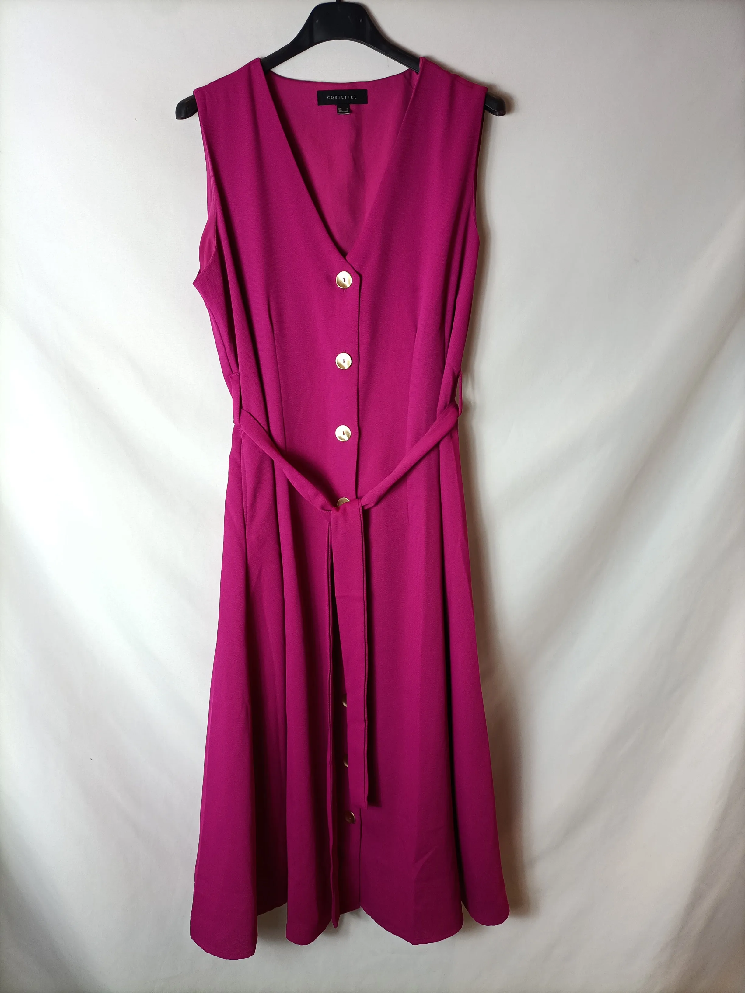 CORTEFIEL. Vestido abotonado rosa. T S (S/M)