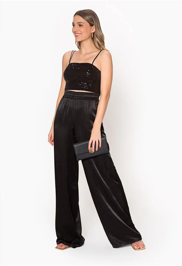 Crop bustier en lentejuela