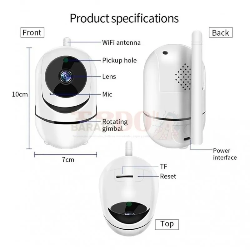Cámara Ip Wifi 1 Antena 1080p Hd Seguridad 360° Nocturna Audio