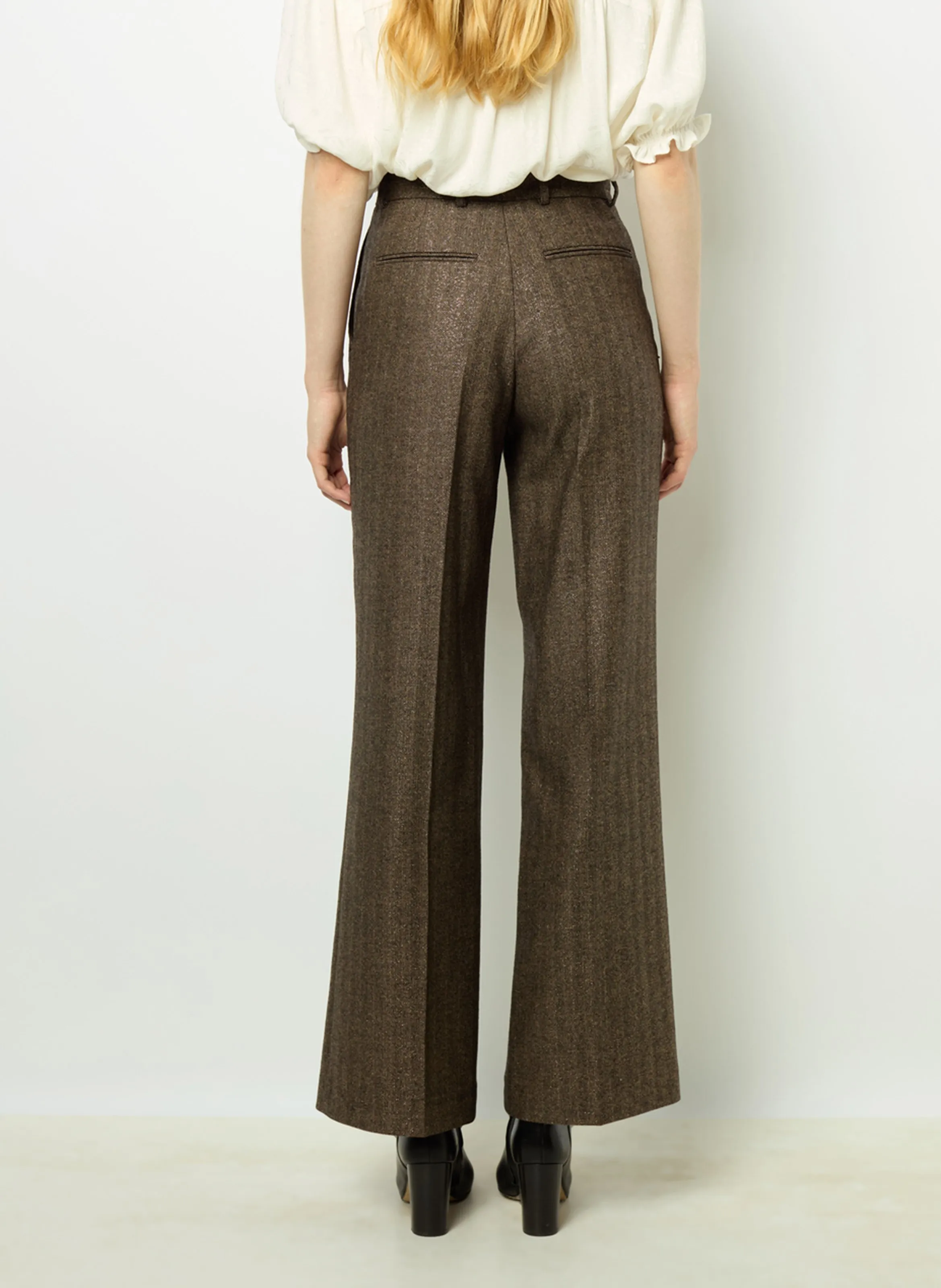 DALI  PANTALóN RECTO CON ESTAMPADO DE ESPIGA EN MARRON