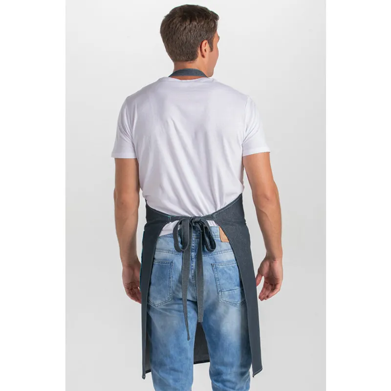 DELANTAL PETO DENIM CON CUADRO AZUL  DYNEKE