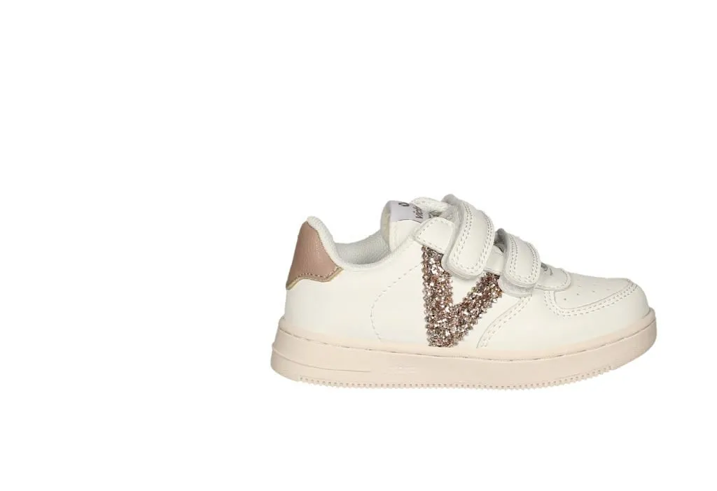 Deportivo Dos Velcros Blanco Pala Picaditos Lateral Glitter