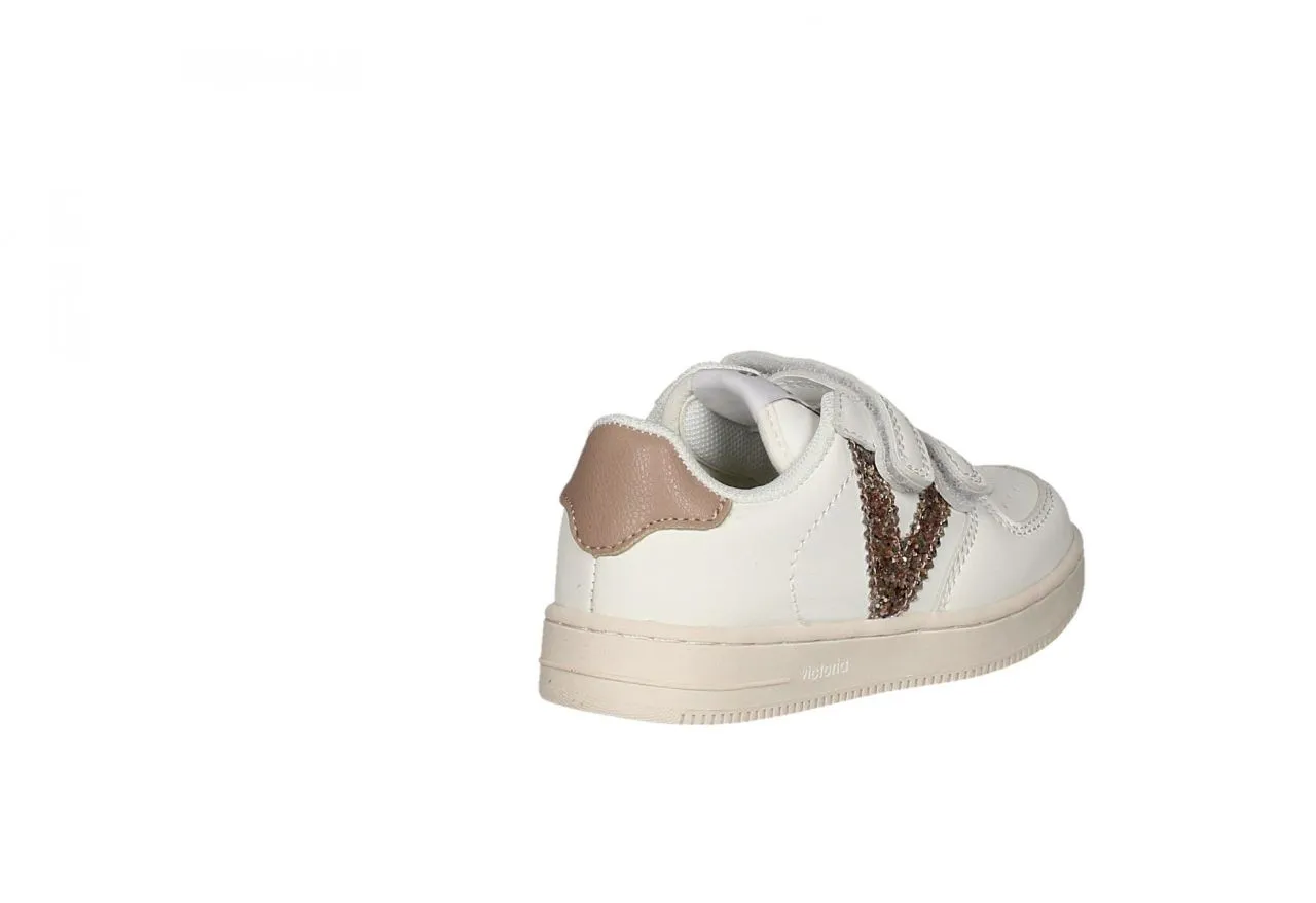 Deportivo Dos Velcros Blanco Pala Picaditos Lateral Glitter