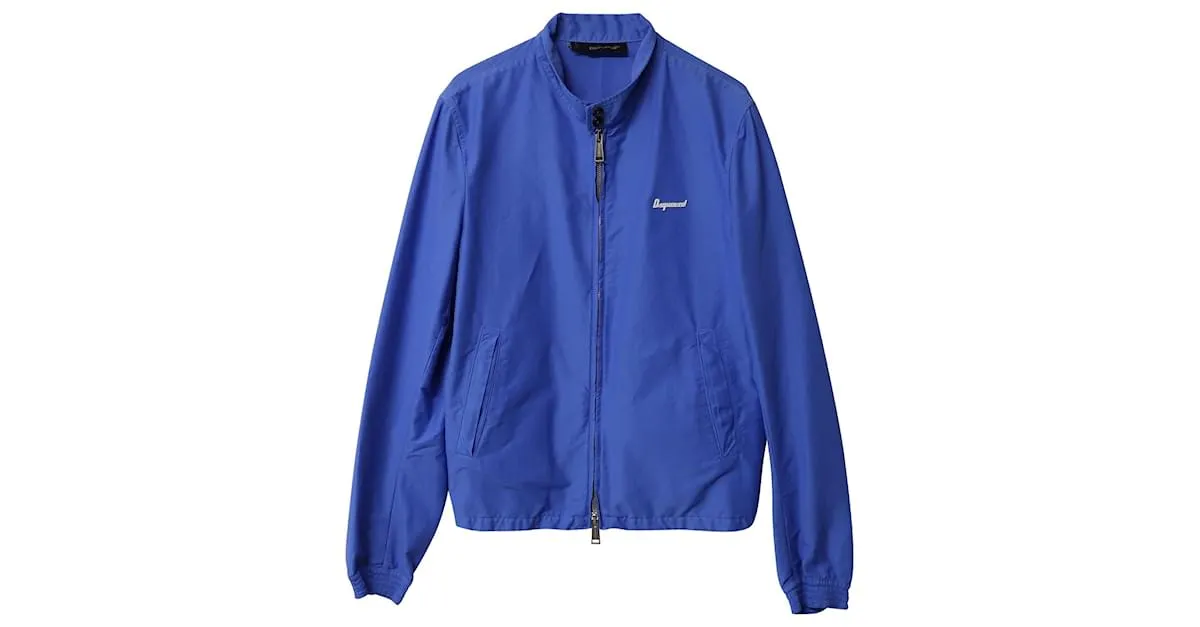 Dsquared2 Chaqueta con cremallera de algodón azul 