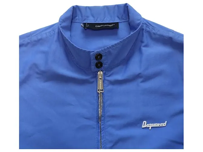 Dsquared2 Chaqueta con cremallera de algodón azul 