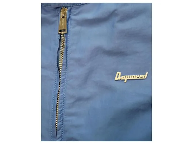 Dsquared2 Chaqueta con cremallera de algodón azul 