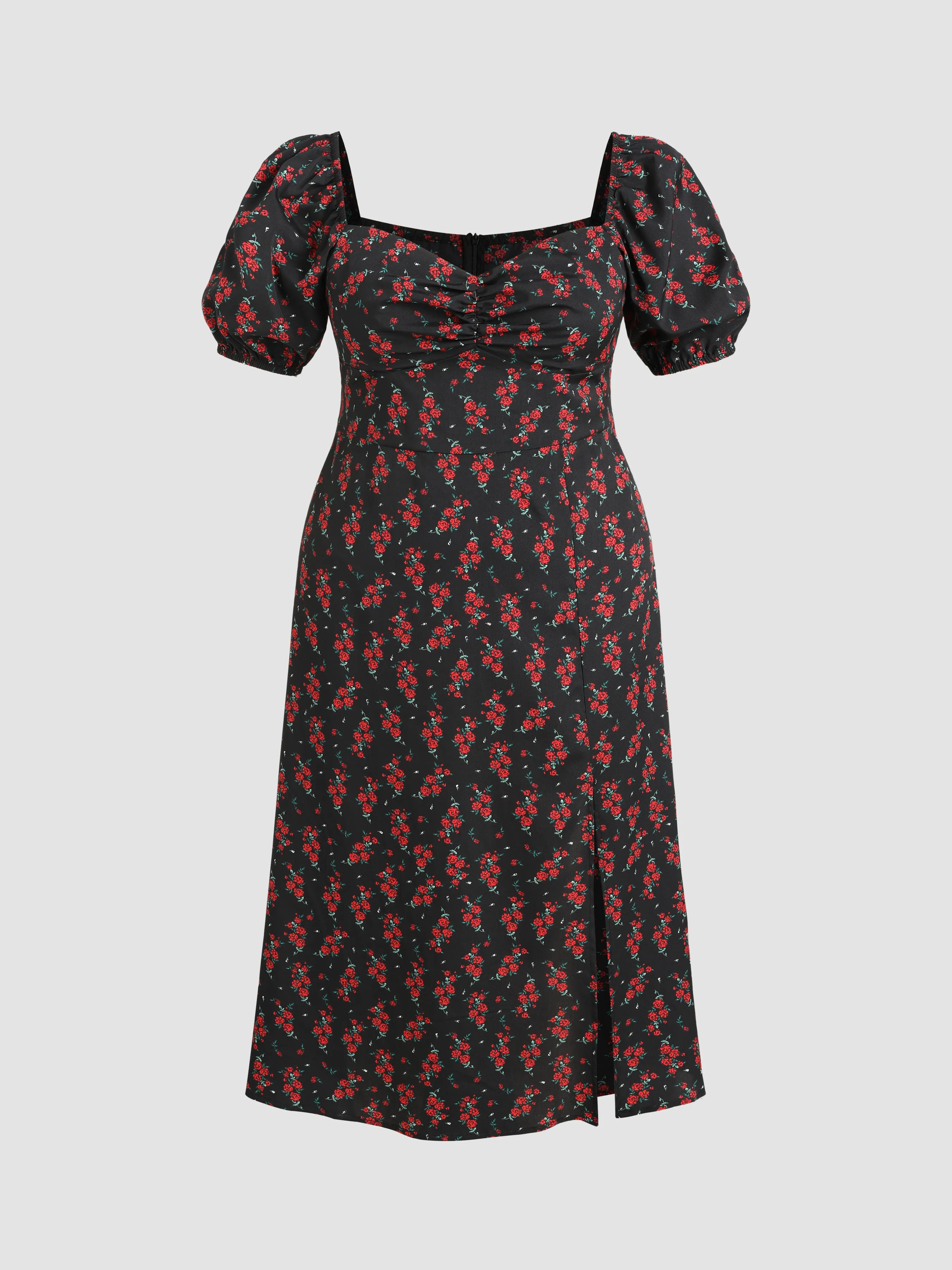 Floral Sweetheart Split Vestido Maxi Curvy