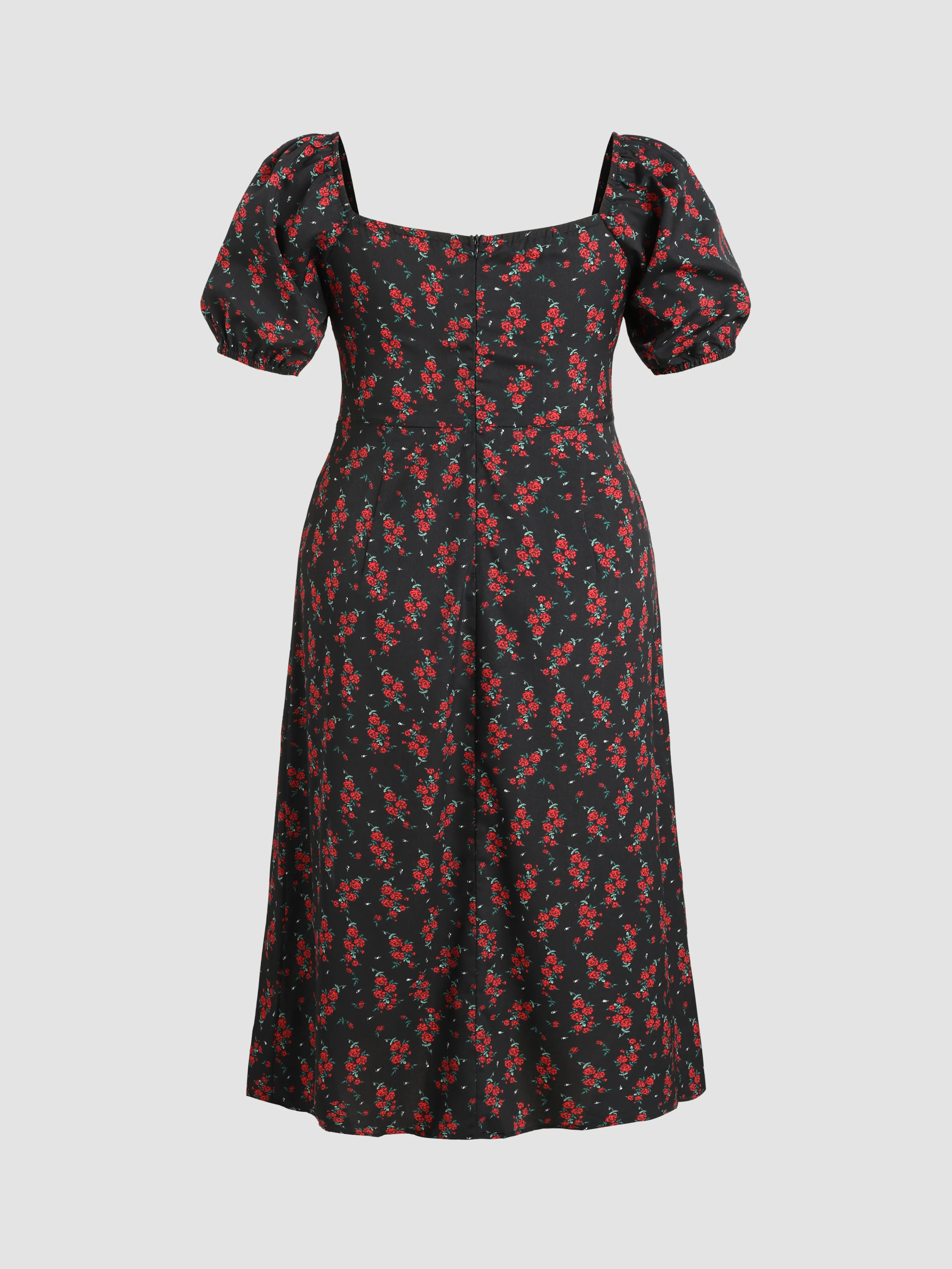 Floral Sweetheart Split Vestido Maxi Curvy