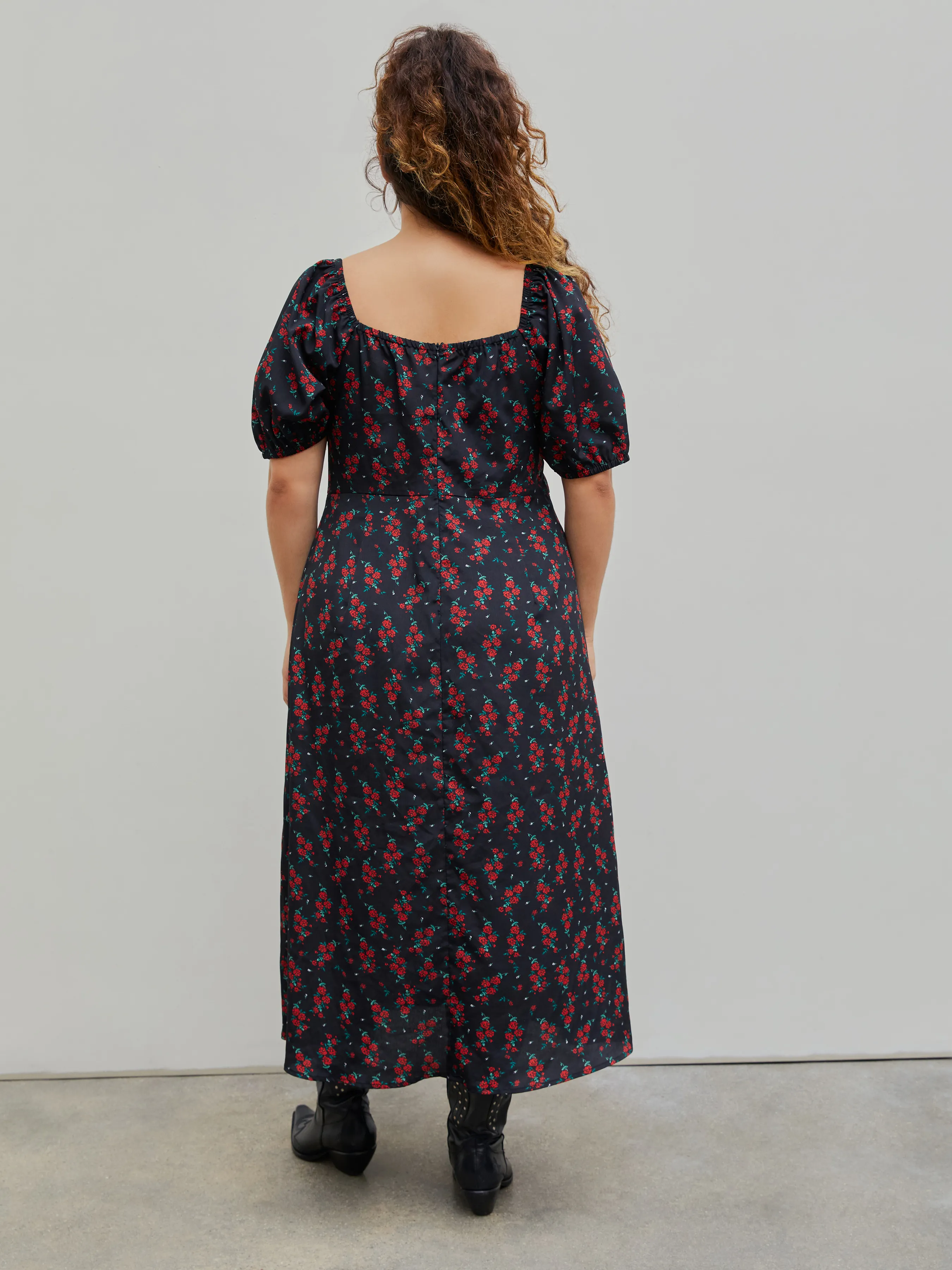 Floral Sweetheart Split Vestido Maxi Curvy
