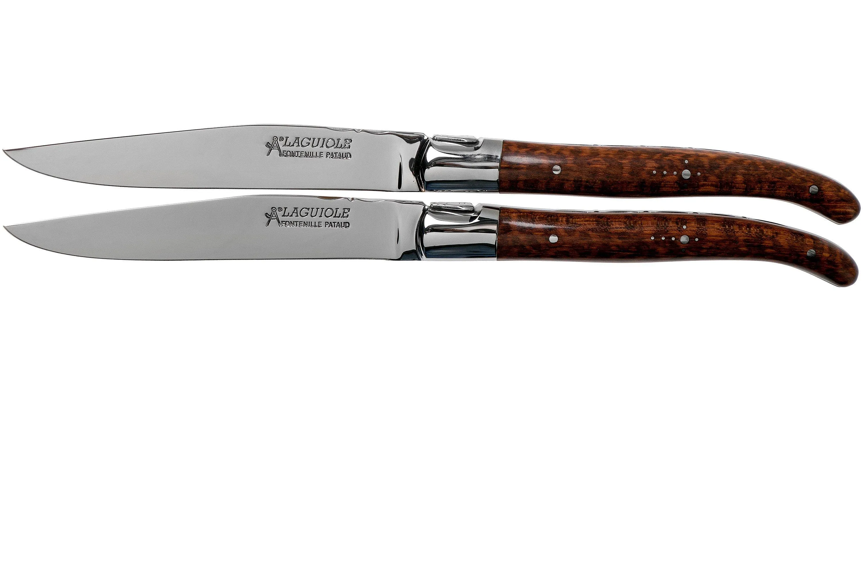 Fontenille Pataud Laguiole 2dlg juego de cuchillos para carne amourette madera de serpiente, LTC2A