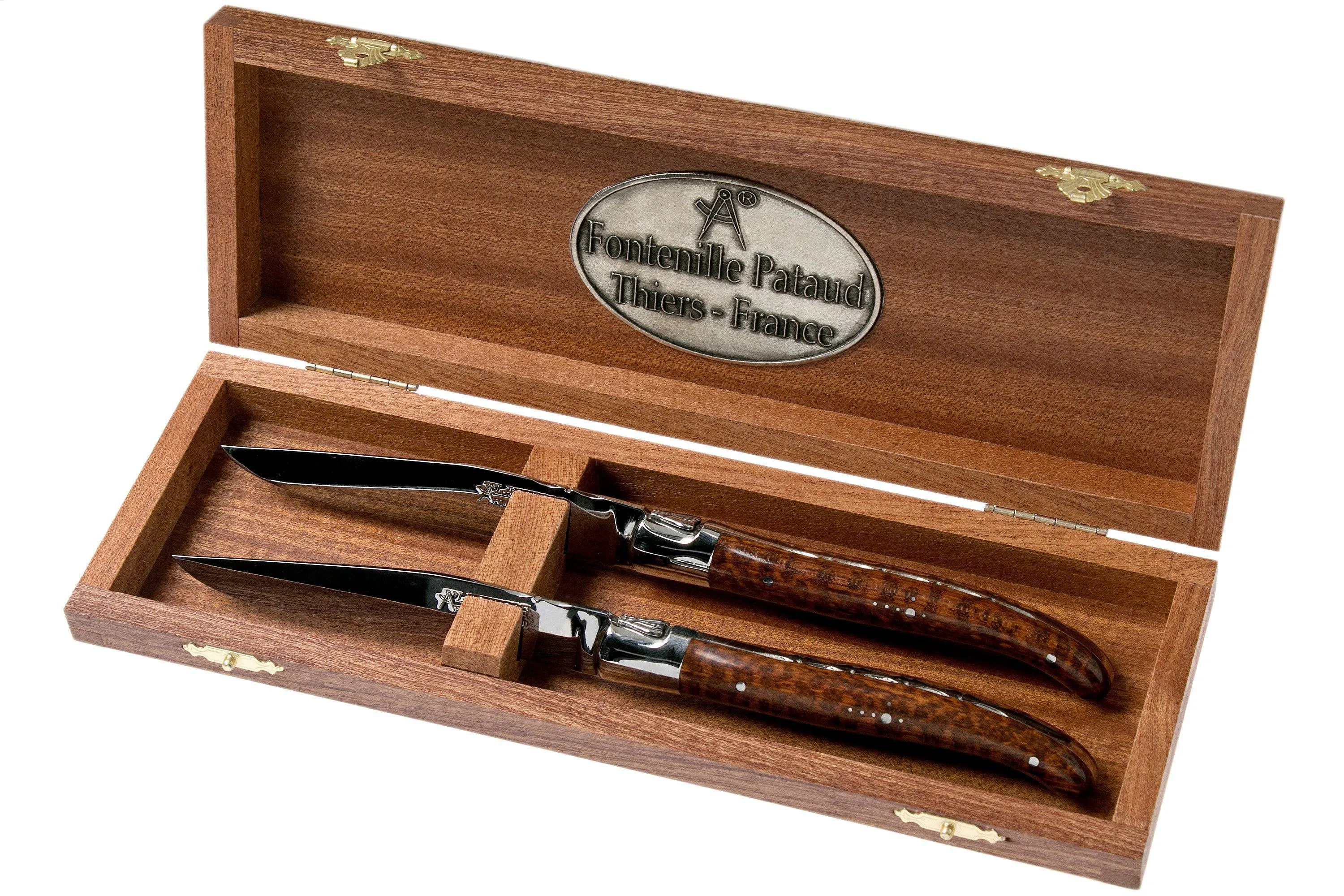 Fontenille Pataud Laguiole 2dlg juego de cuchillos para carne amourette madera de serpiente, LTC2A