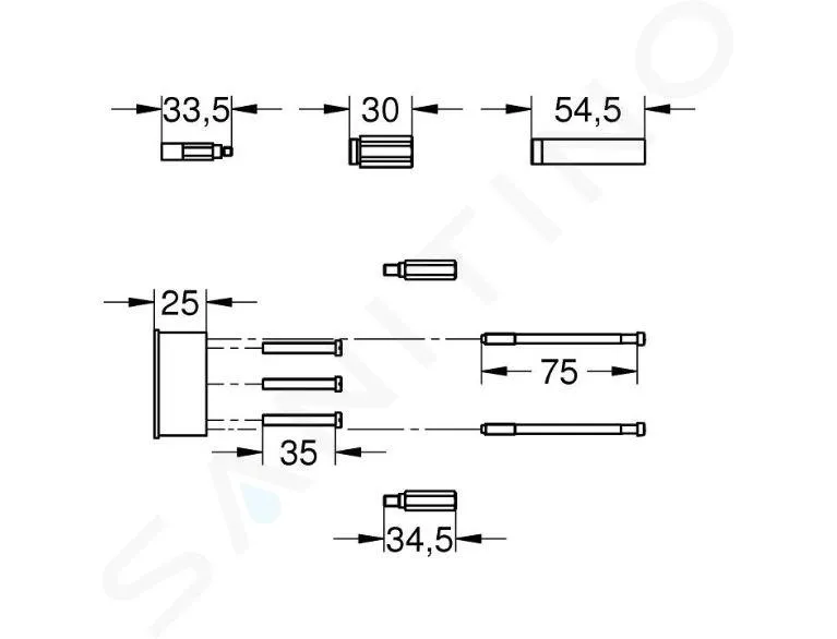 GROHE ACCESORIOS  CONJUNTO DE EXTENSIONES 1/2, 25 MM, CROMO 46191000