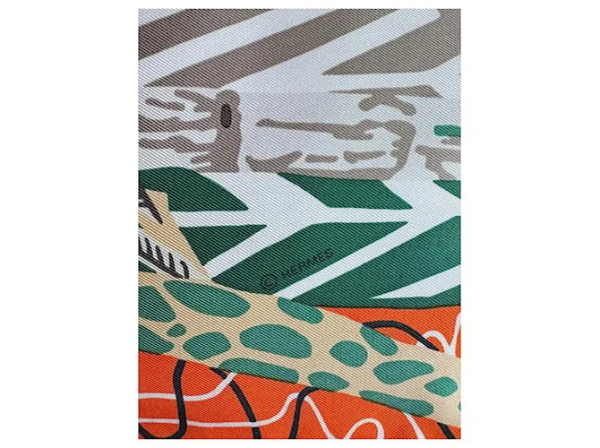 Hermès ¡En Libertad! Blanco Beige Verde Naranja 