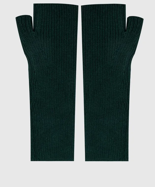Herno Green mittens made of wool with a textured pattern
