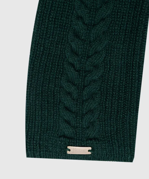 Herno Green mittens made of wool with a textured pattern