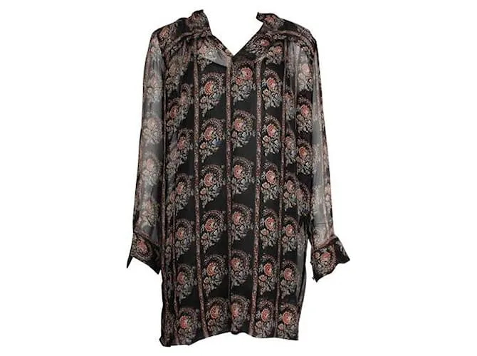 Isabel Marant Etoile Vestido transparente de seda multicolor 