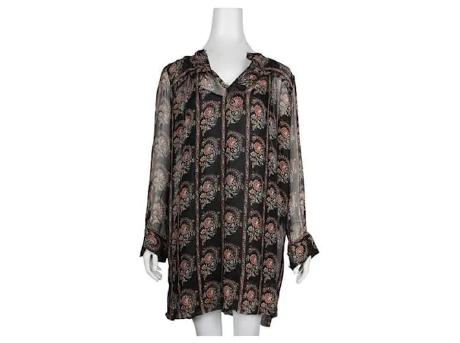 Isabel Marant Etoile Vestido transparente de seda multicolor 
