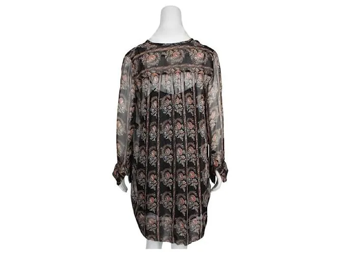 Isabel Marant Etoile Vestido transparente de seda multicolor 