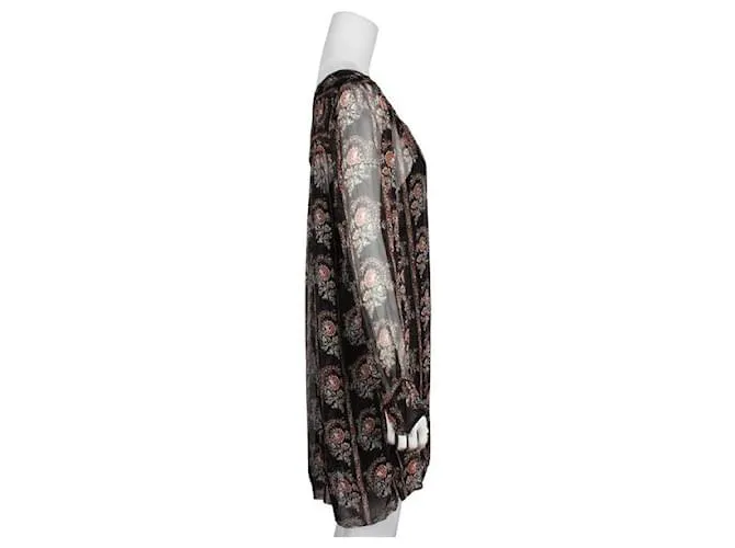 Isabel Marant Etoile Vestido transparente de seda multicolor 