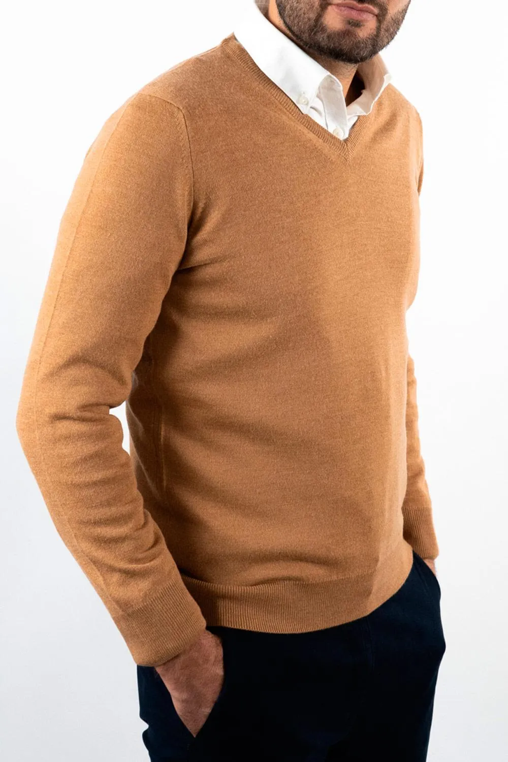 Jersey cuello pico de hombre Pertegaz camel PERTEGAZ
