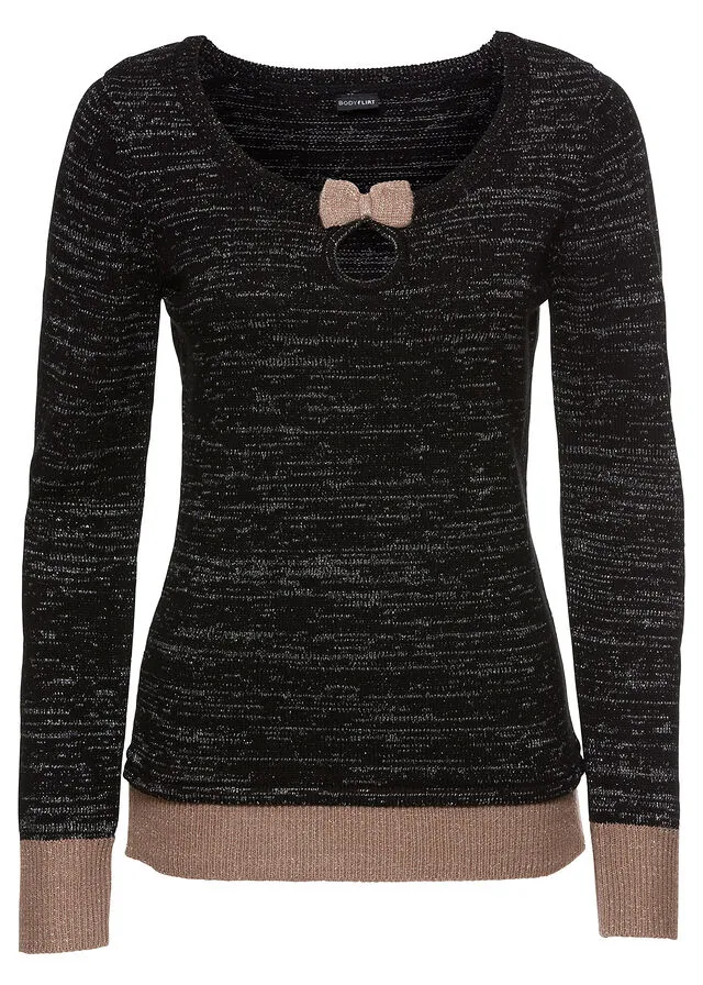 JERSEY DE PUNTO BRILLANTE NEGROTOPOPLATEADO