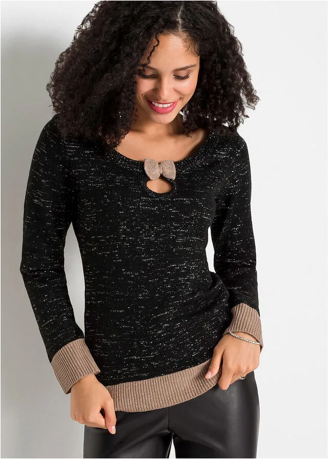 JERSEY DE PUNTO BRILLANTE NEGROTOPOPLATEADO