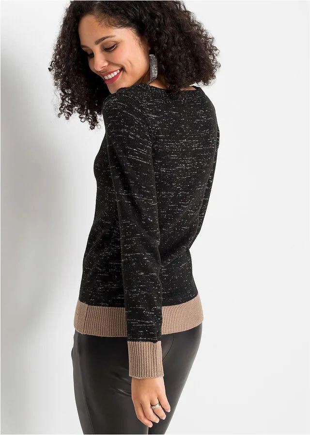 JERSEY DE PUNTO BRILLANTE NEGROTOPOPLATEADO