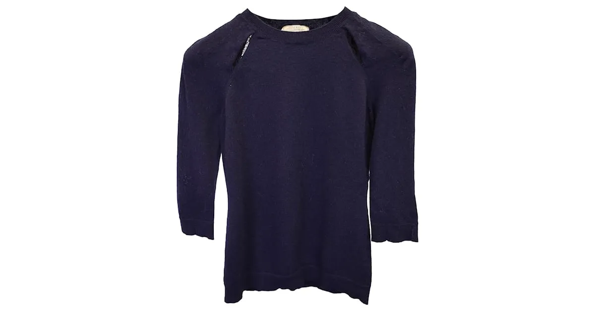 Jersey de punto con aberturas de Nina Ricci en cachemira azul marino 
