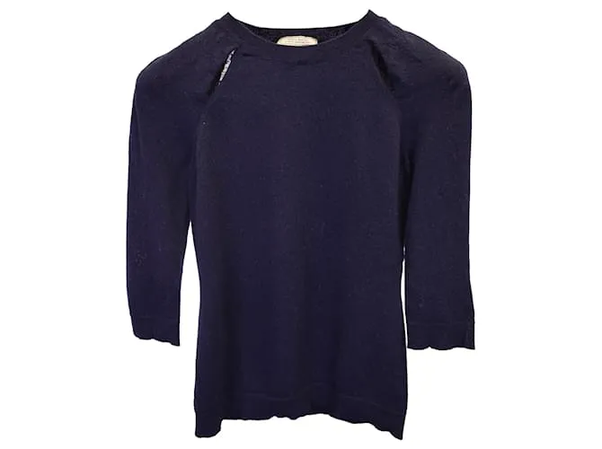 Jersey de punto con aberturas de Nina Ricci en cachemira azul marino 