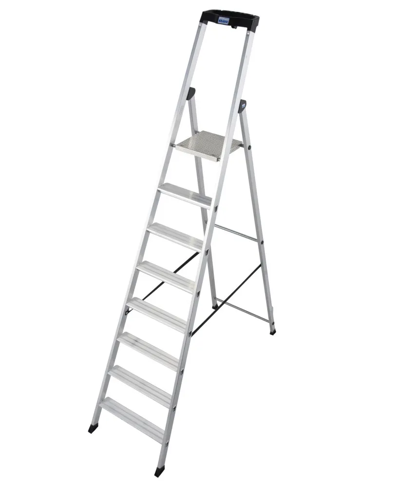 KRAUSE Escalera de tijera Solido, aluminio, plataforma con seguridad antideslizamiento, 8 escalones