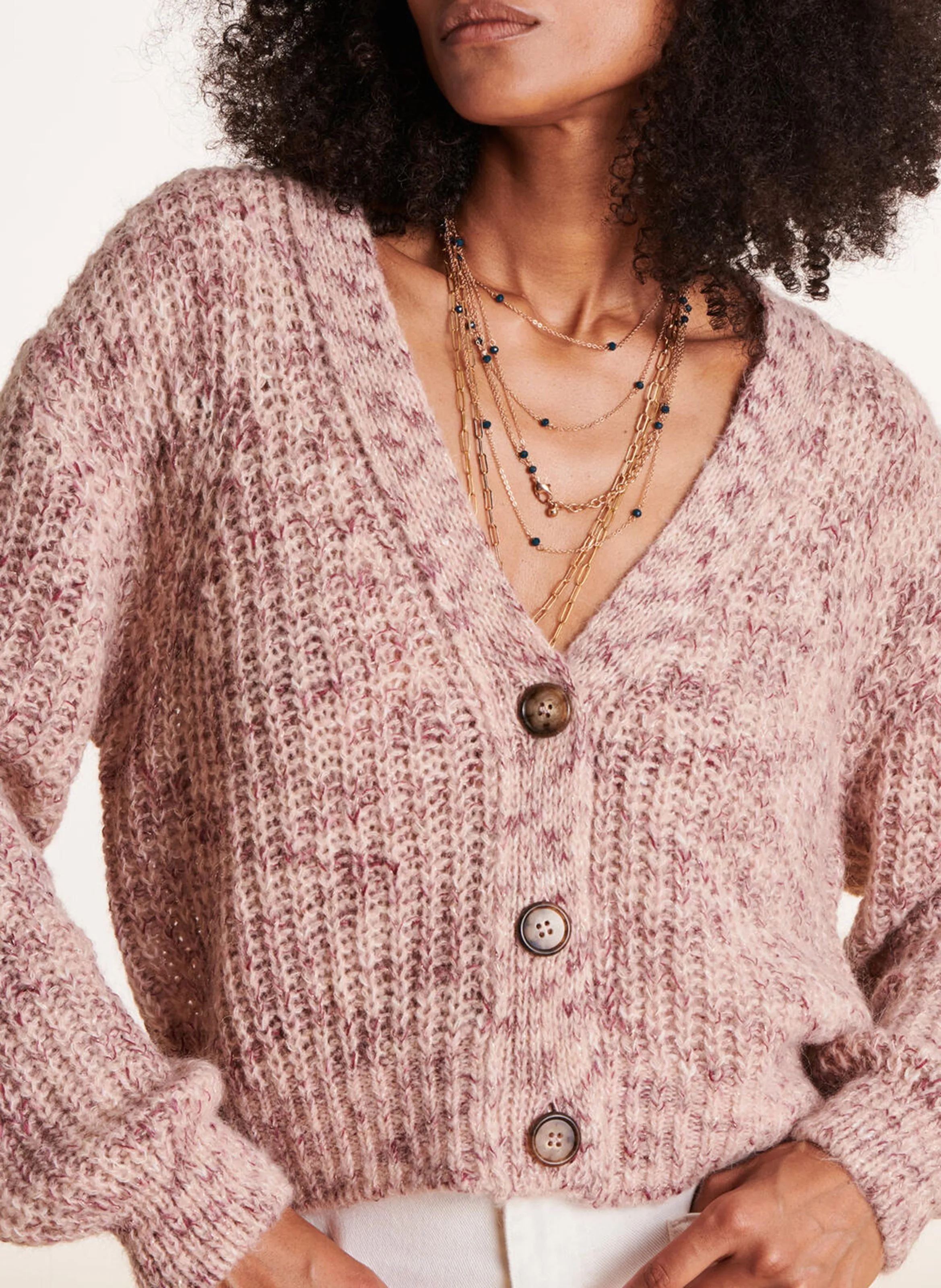 LA FEE MARABOUTEE Chaleco corto con cuello en V en beige