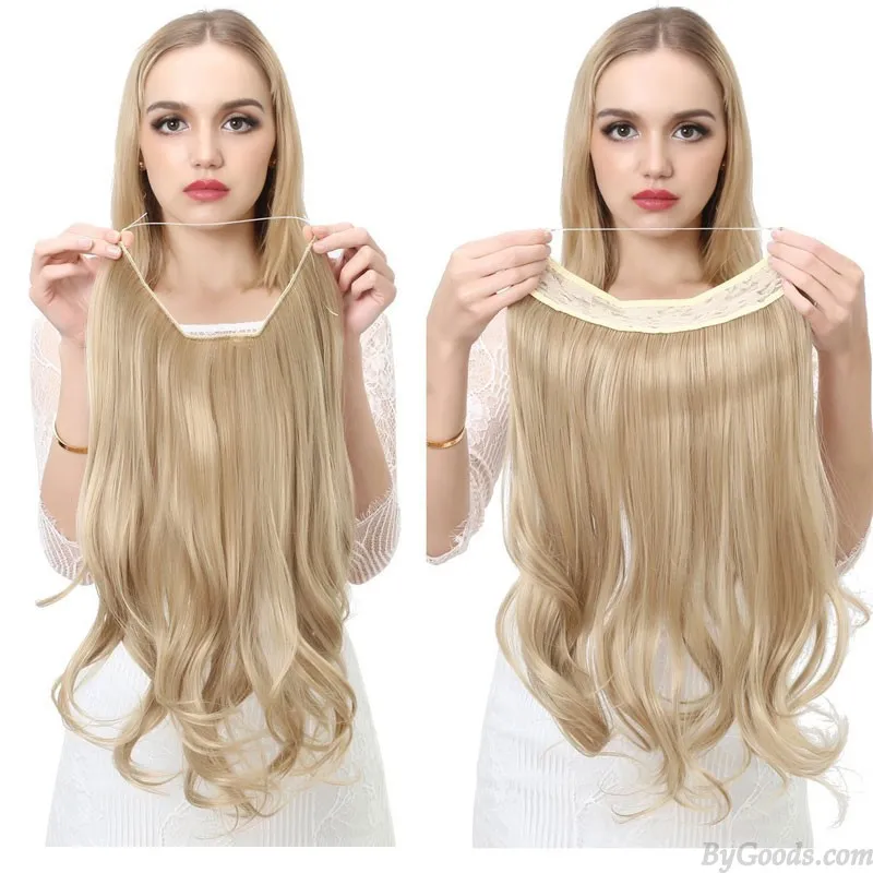 Long Blonde Middle Part Curly Wavy Daily Party Use Synthetic Heat Resistant Natural Women's Hair Wigs 