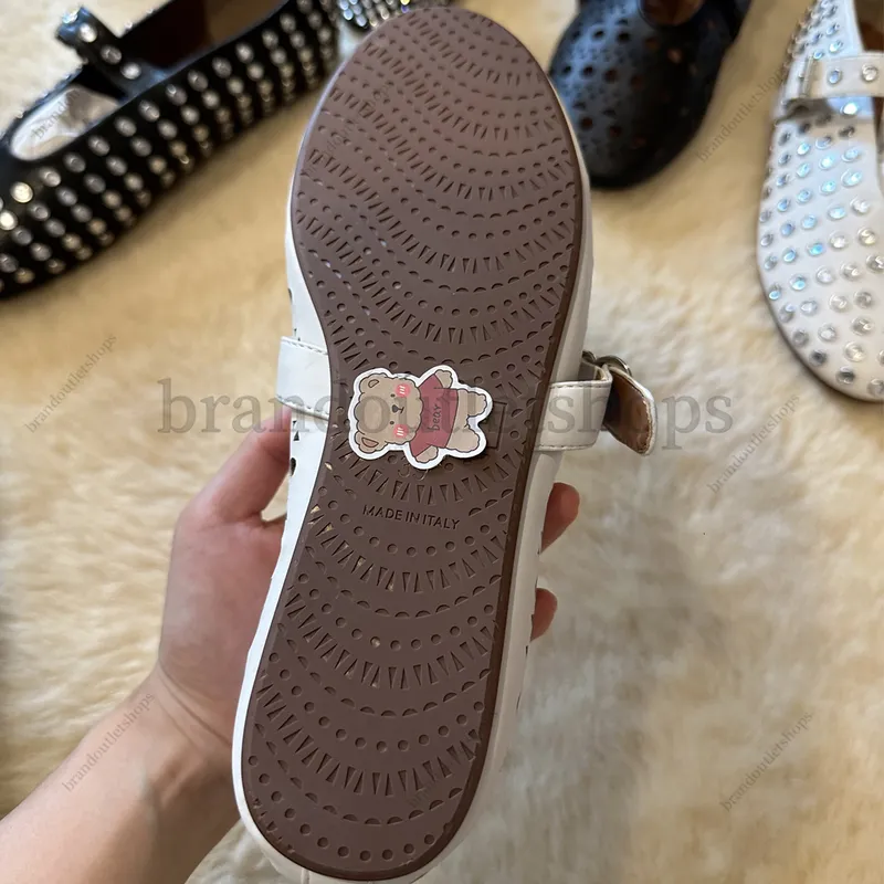 Luxury Designer Dress Zapatos de malla Mesh Ballet Flats Comfort Real Cuero redondo Mary Jane Mujeres Molectas zapatos planos de