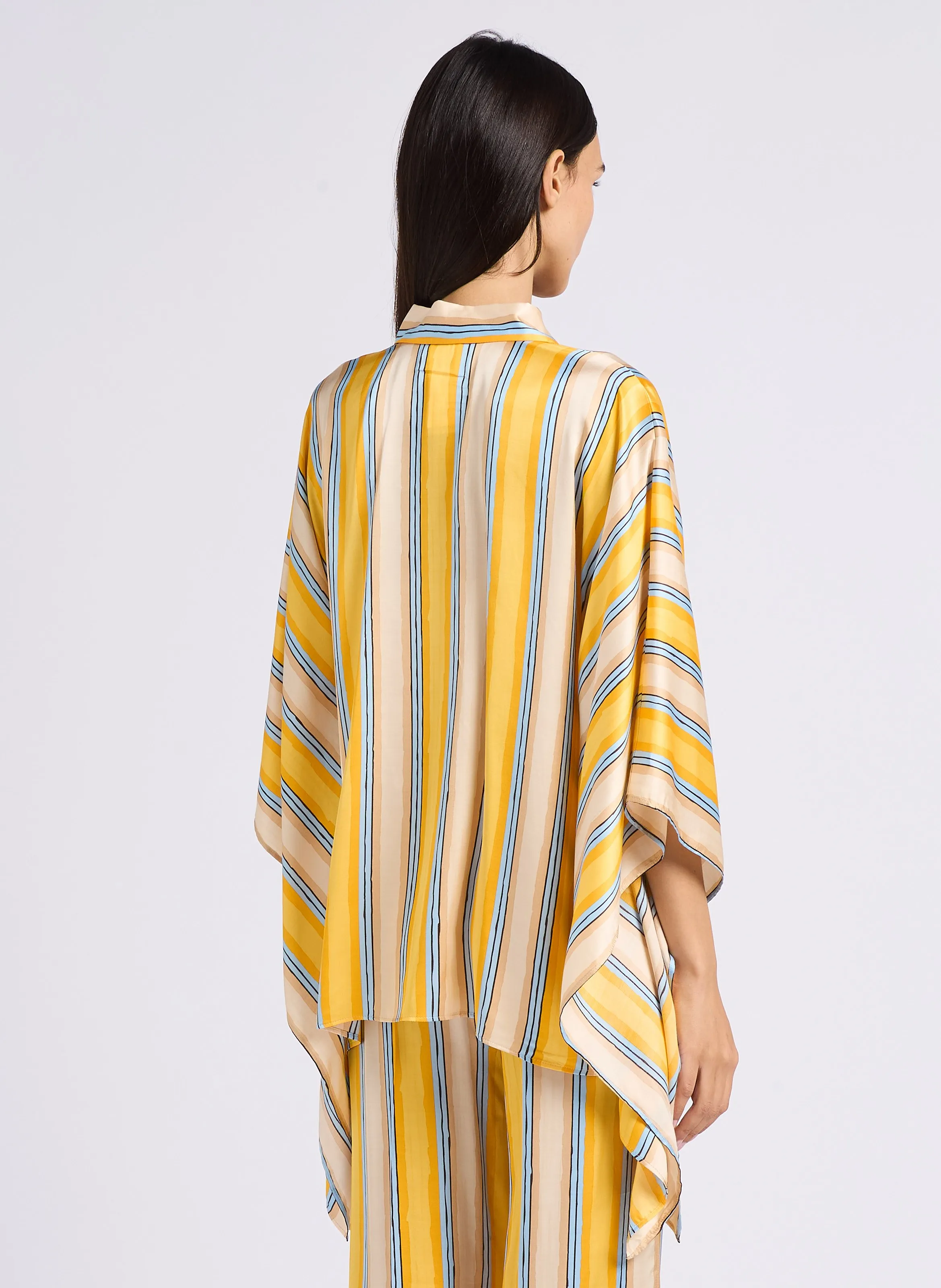 MAX&CO. NUMIDIE  CAMISA HOLGADA CON CUELLO CLáSICO A RAYAS SATINADAS EN AMARILLO
