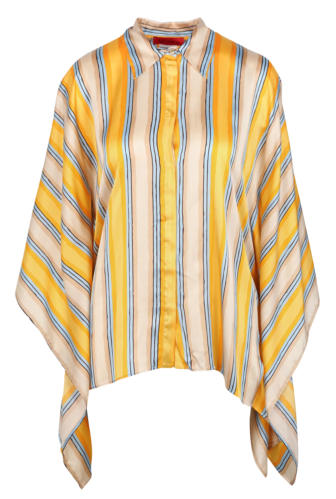 MAX&CO. NUMIDIE  CAMISA HOLGADA CON CUELLO CLáSICO A RAYAS SATINADAS EN AMARILLO