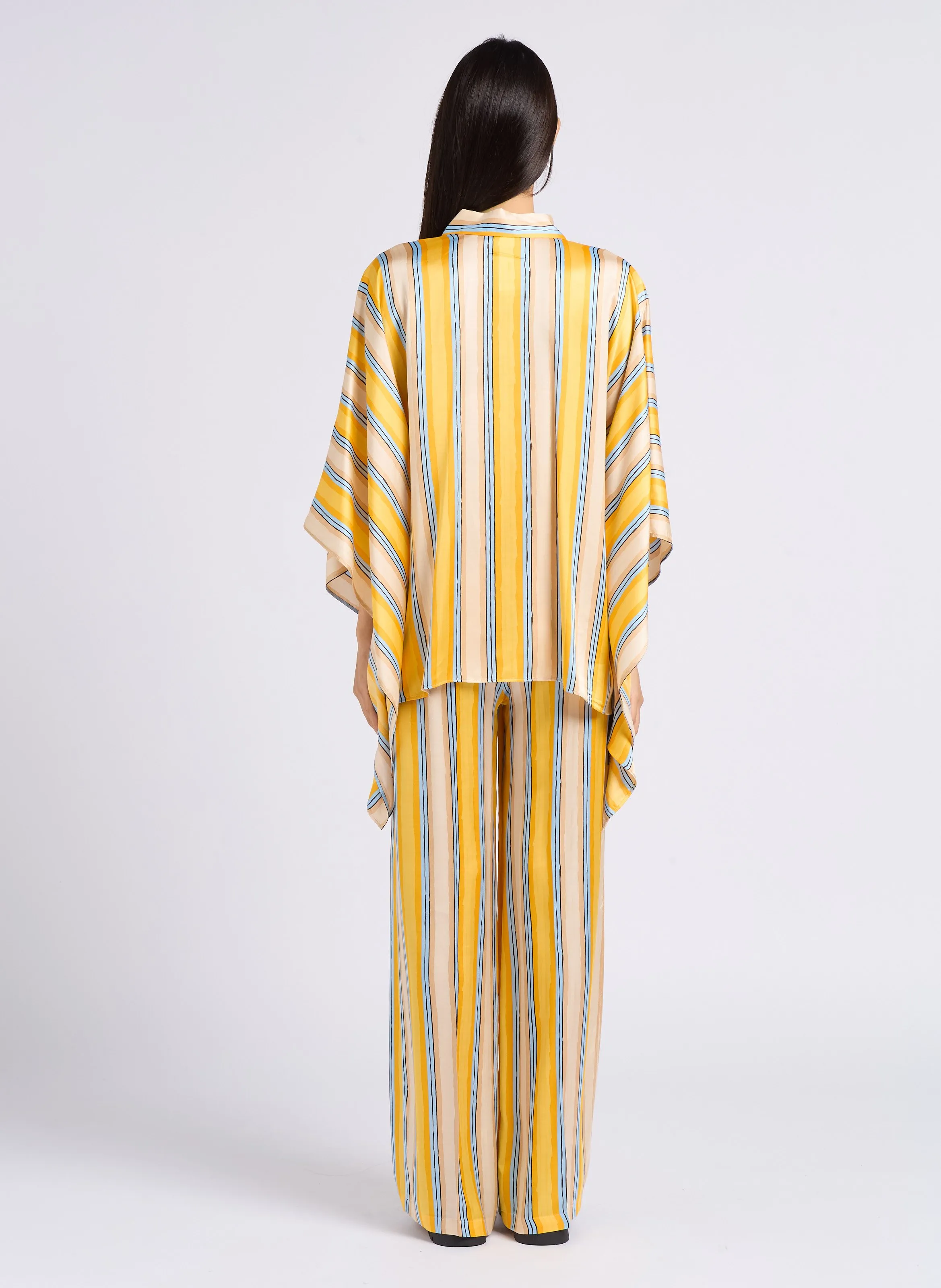 MAX&CO. NUMIDIE  CAMISA HOLGADA CON CUELLO CLáSICO A RAYAS SATINADAS EN AMARILLO
