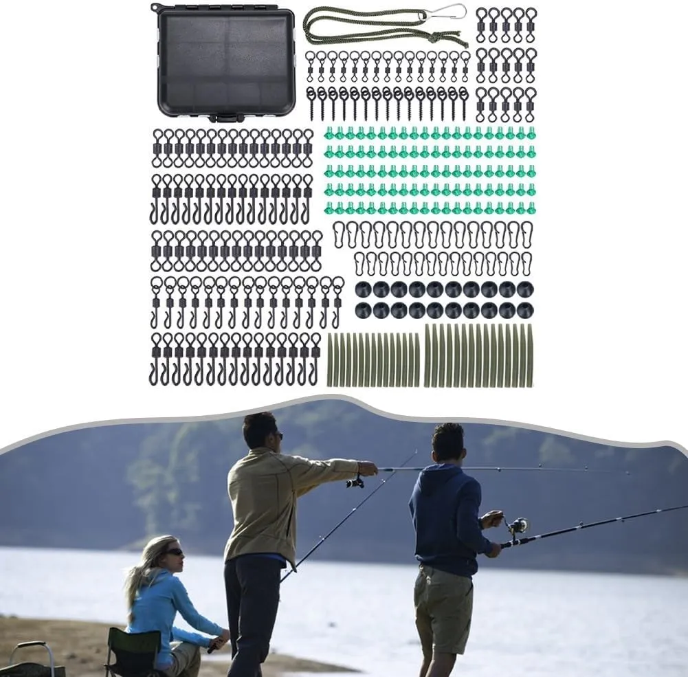 MeevrgR Juego de aparejos de pesca de carpa  301 piezas  acero inoxidable y goma  caja de 11 5 x 9 x 3 cm  para pesca de agua du