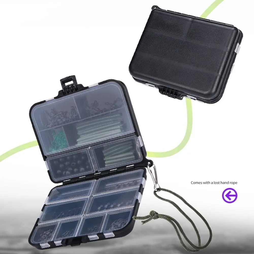MeevrgR Juego de aparejos de pesca de carpa  301 piezas  acero inoxidable y goma  caja de 11 5 x 9 x 3 cm  para pesca de agua du