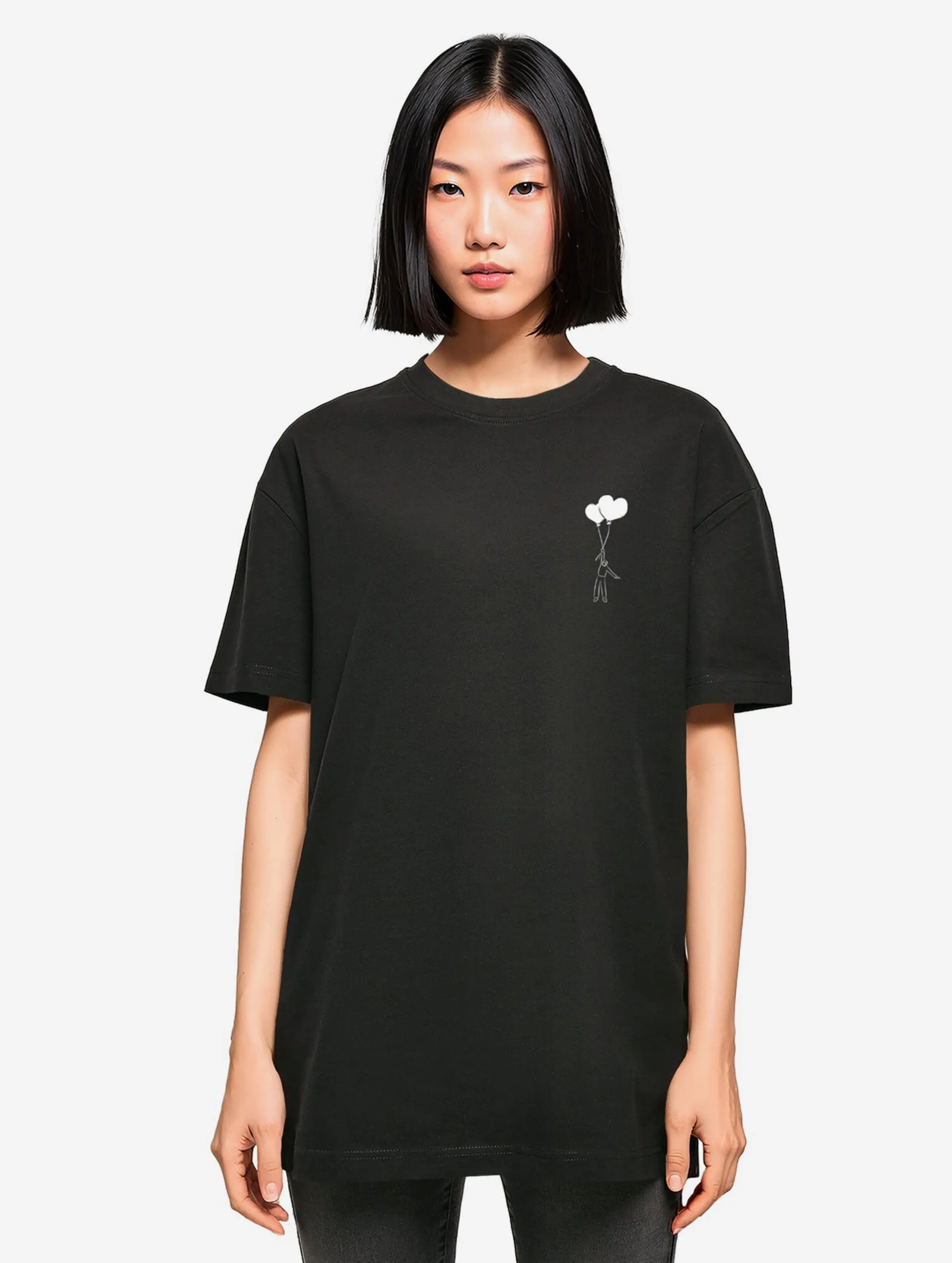 MERCHCODE LADIES LOVE IN THE AIR OVERSIZED BOYFRIEND TSHIRTS