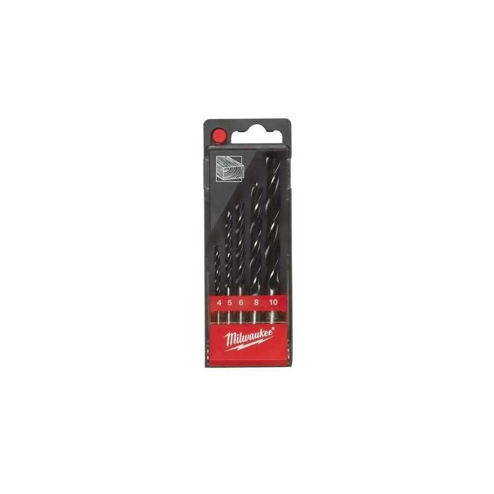 Milwaukee ESTUCHE DE PLÁSTICO CON 5 BROCAS DE 3 PUNTAS PARA MADERA
