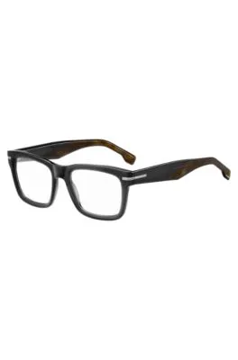Montura para gafas graduadas de acetato gris con terminales estampados