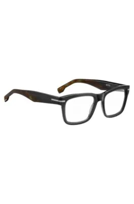 Montura para gafas graduadas de acetato gris con terminales estampados
