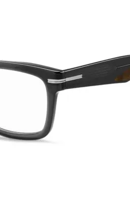 Montura para gafas graduadas de acetato gris con terminales estampados