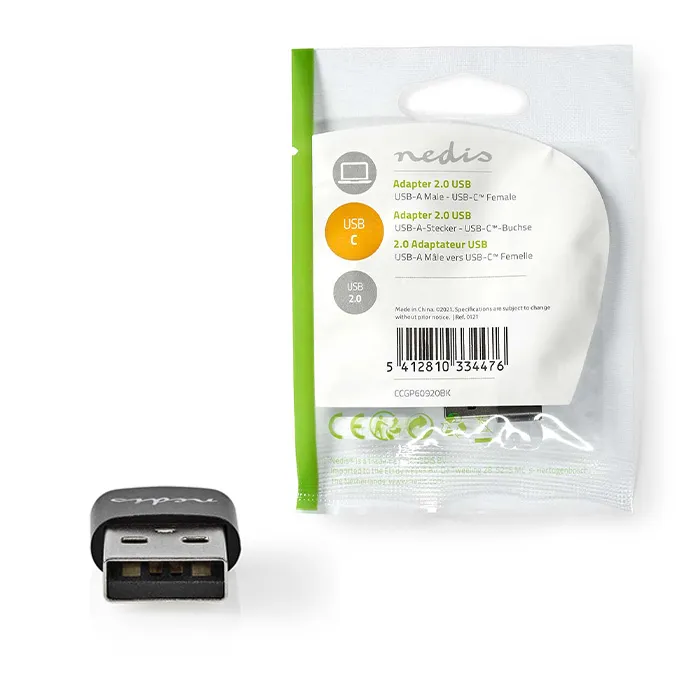 NEDIS CCGP60920BK ADAPTADOR USB USB 2.0 USB TIPOA USB TIPOC HEMBRA NIQUELADO