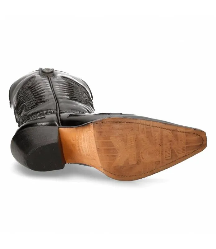 OUTLET PREMIUM  BOTA ALTA NEGRA ESTILO CAMPERA PIEL M.7737CC1