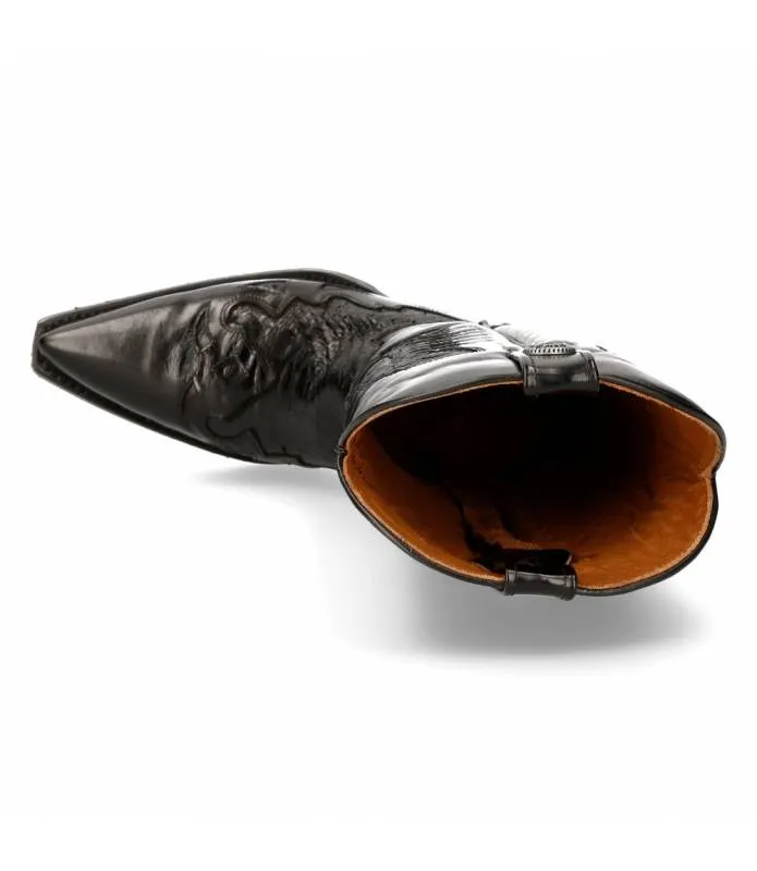 OUTLET PREMIUM  BOTA ALTA NEGRA ESTILO CAMPERA PIEL M.7737CC1