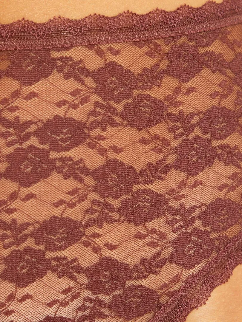 PACK DE 2 BRAGUITAS DE ENCAJE DE TALLE ALTO  ROSA