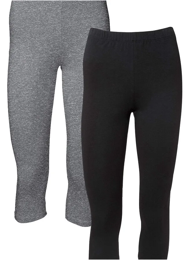 PACK DE 2 LEGGINGS CROPPED GRISNEGRO